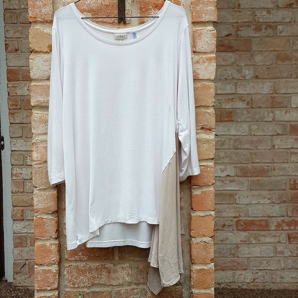 Lori Goldstein | asymmetrical cream tunic top 2X